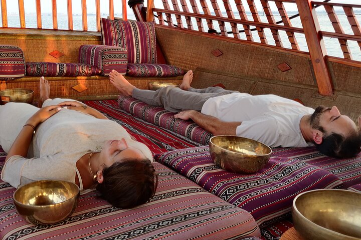 Experience serenity on the Dubai Water Canal where couples can unwind together while enjoying a stunning sunset and the calming sounds of nature perfectly enhancing your bond.